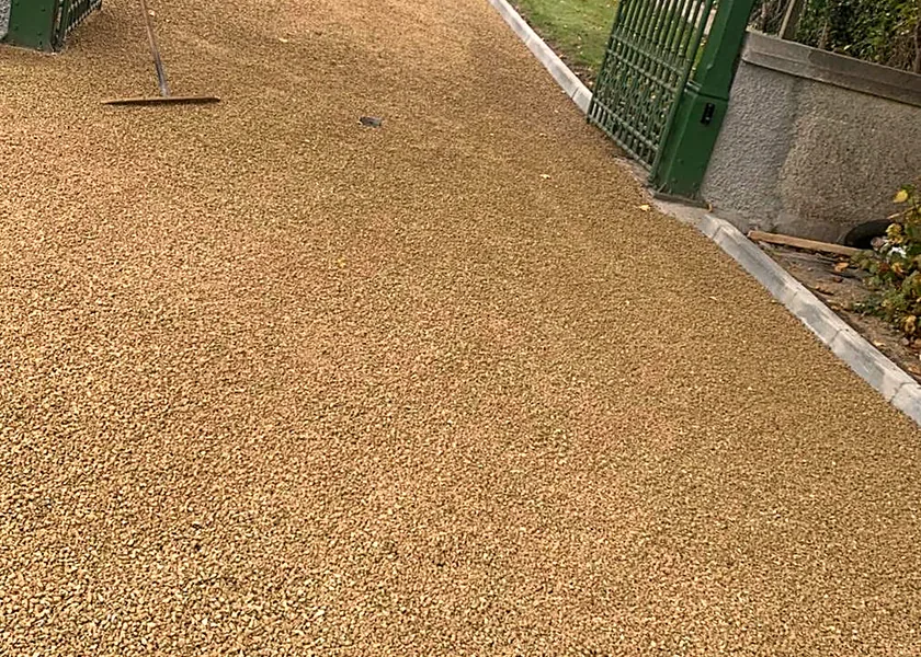 Gold chip driveway being laid in Wexford