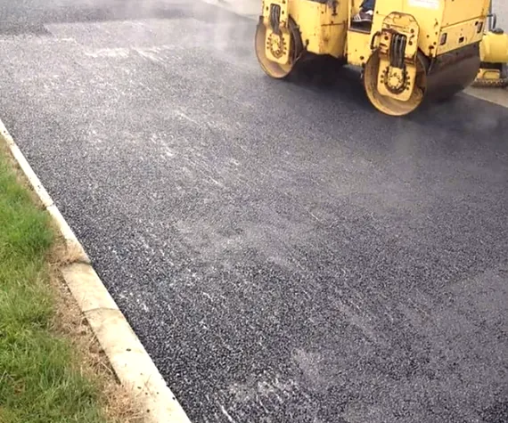 Tarmacadam being rolled in Kilmacow, Co. Kilkenny