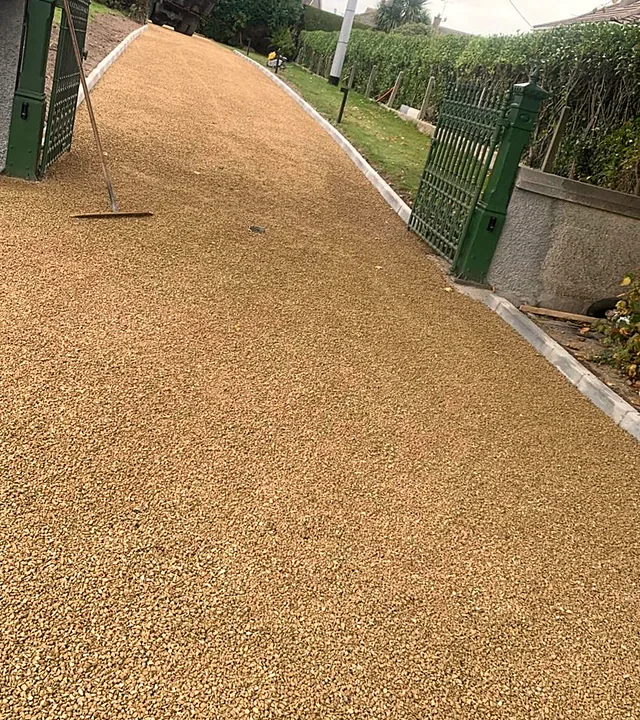 Gold chip driveway being laid in Wexford